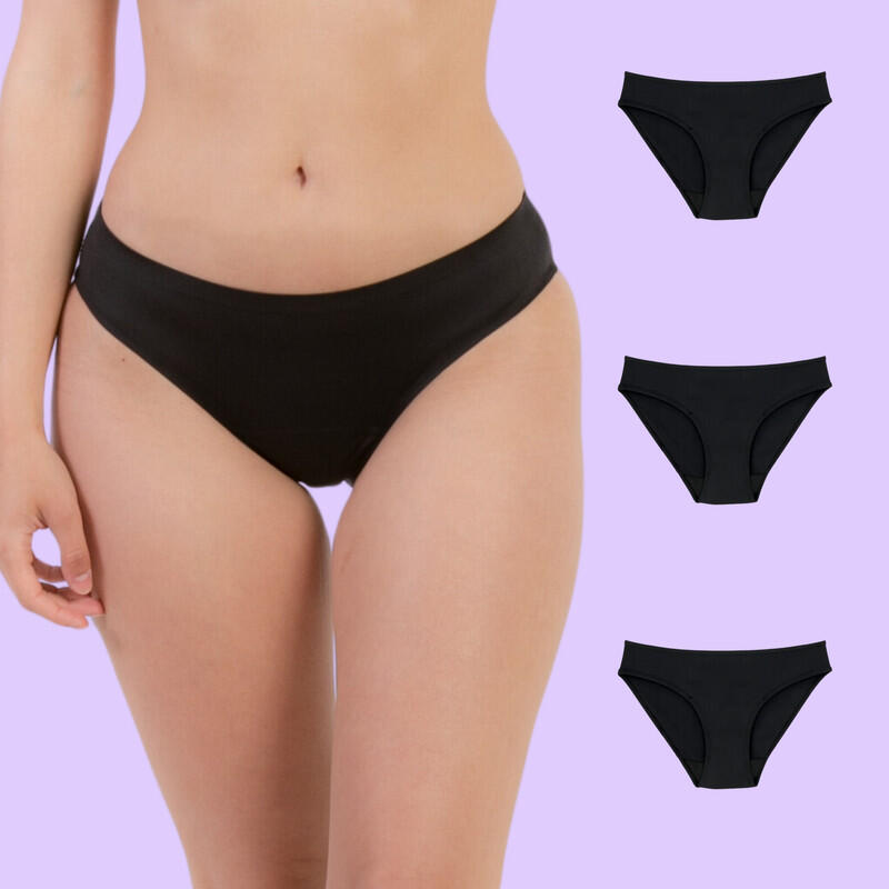 Pack 3 Bragas Bikini Menstrual Sin Costuras Mujer Flujo moderado