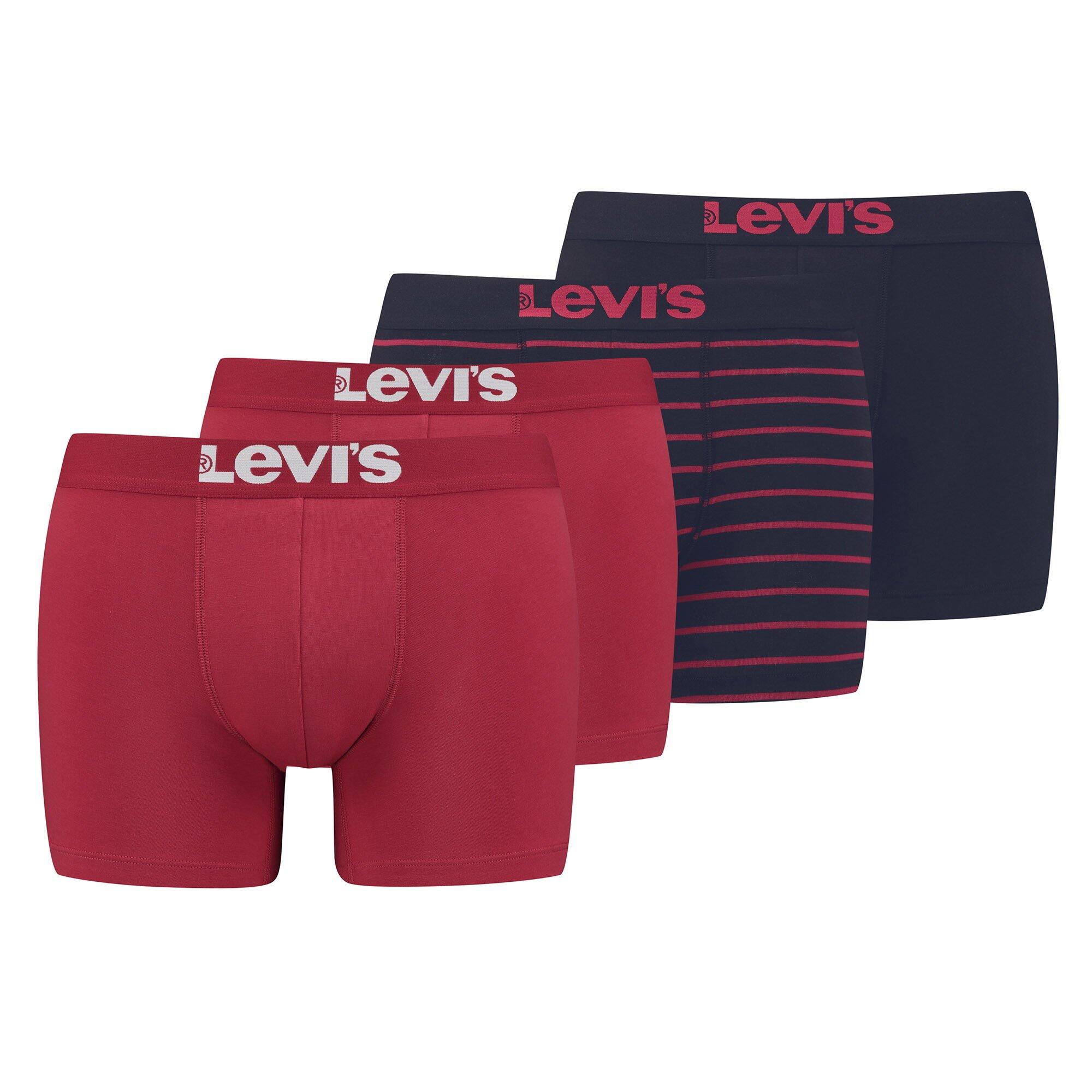 LEVI'S Boxershort Herren 4er Pack Stretch-MEN SOLID BASIC BOXER & VINTAGE STRIPE 4P