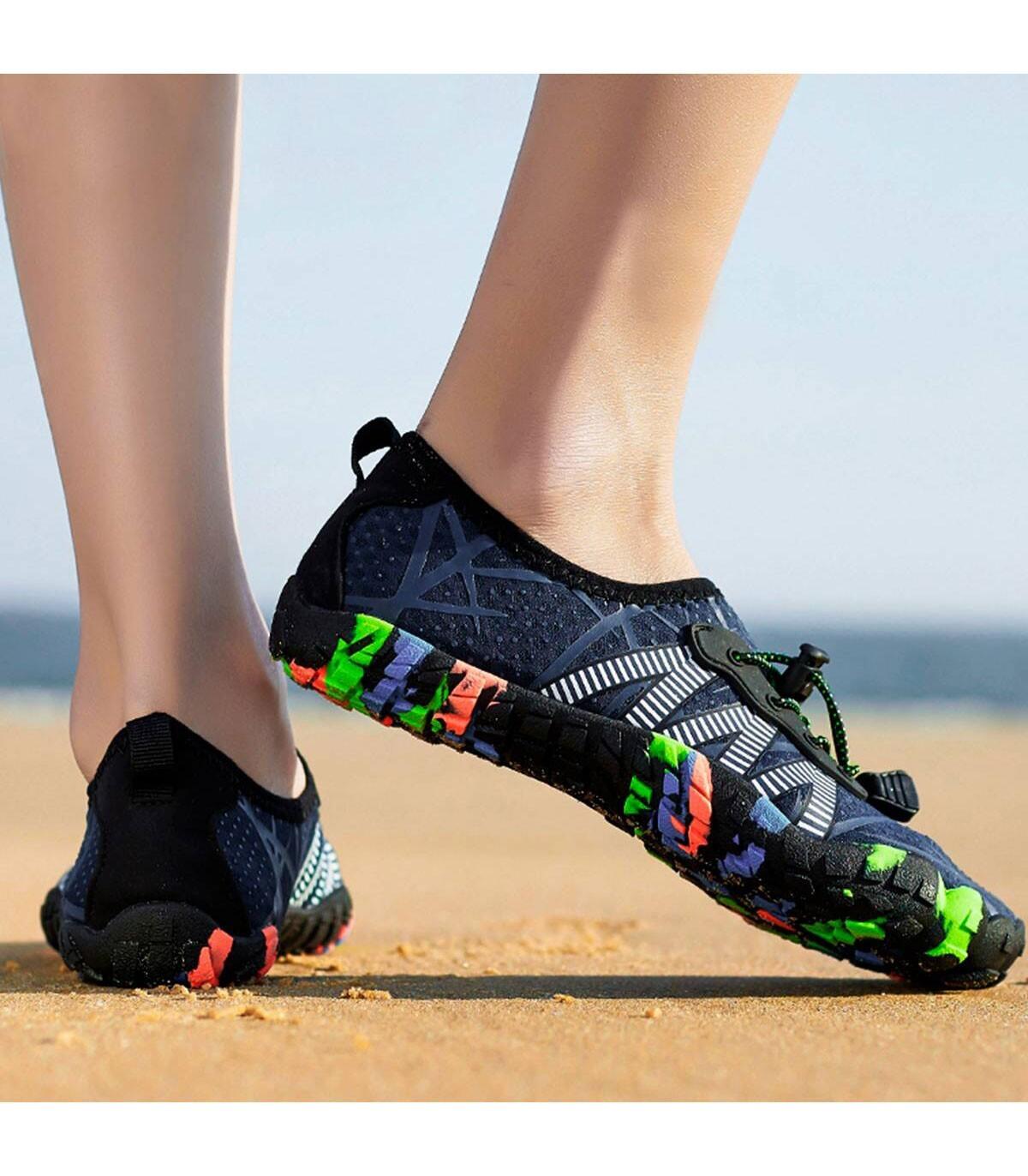 Chaussures Aquatiques Néoprène Femme Sport Deluxe Kayak SUP T.37 Bleu-Blanc 3/6