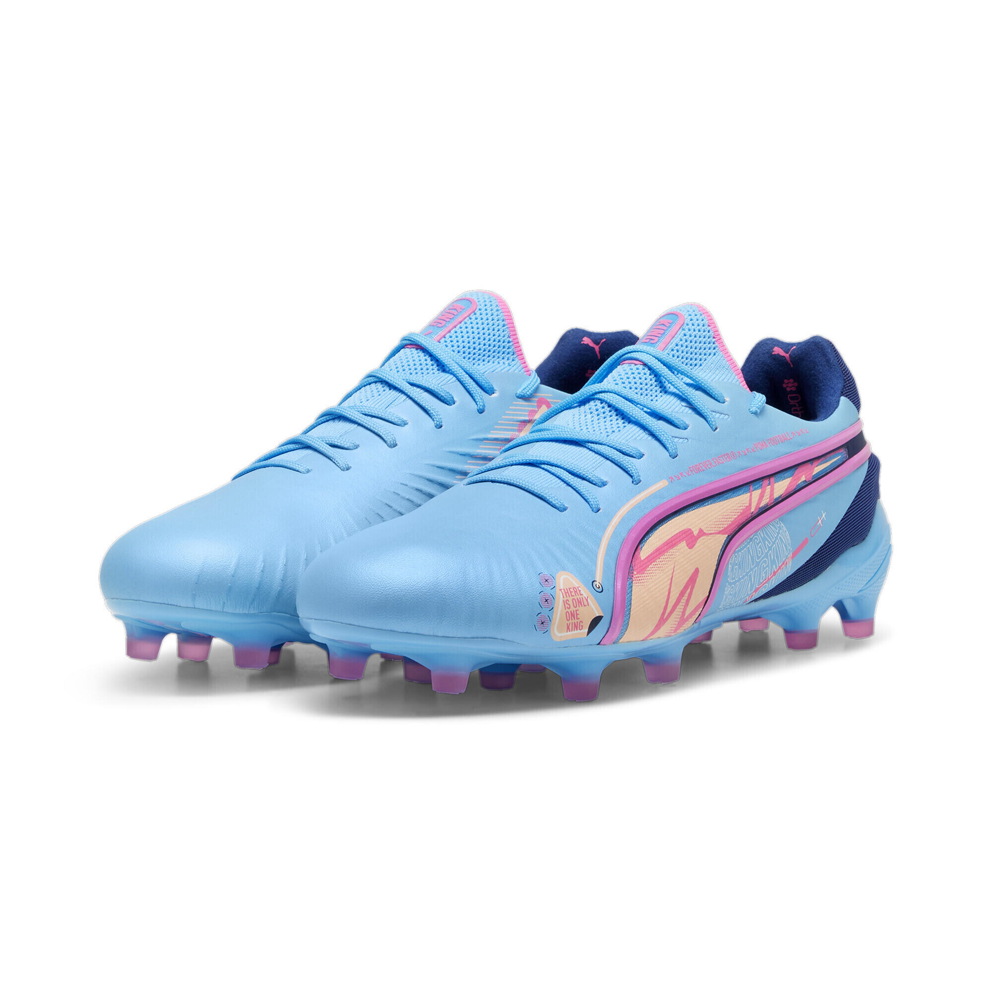PUMA Kopačky KING ULTIMATE VOLUME UP FG/AG Luminous Blue Poison Pink Blazing