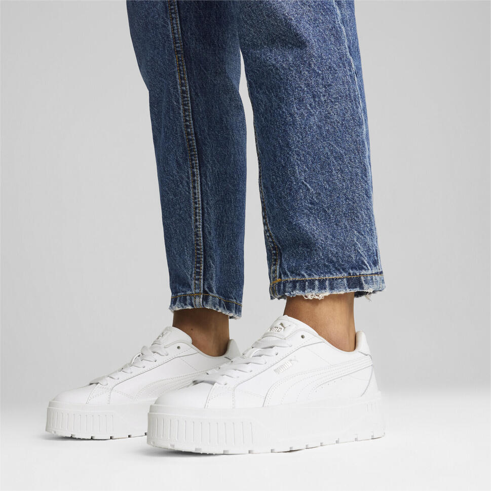 Damskie skórzane sneakersy Karmen II PUMA White Silver Metallic