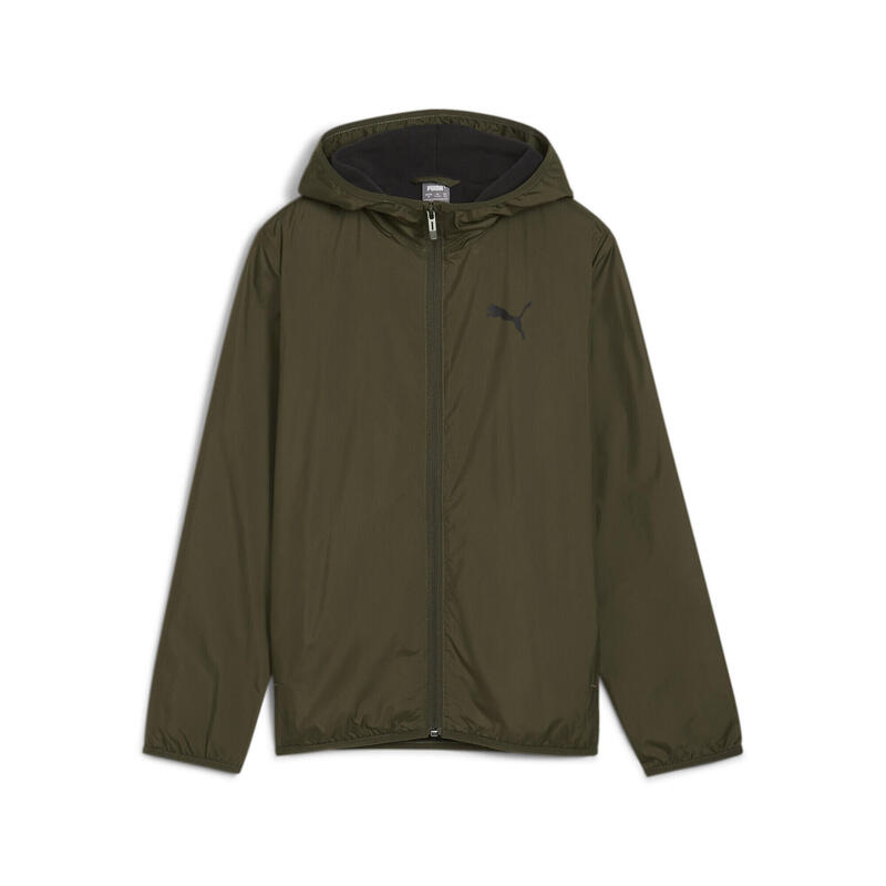 Cortavientos con forro de tejido polar Niño PUMA Dark Olive Green