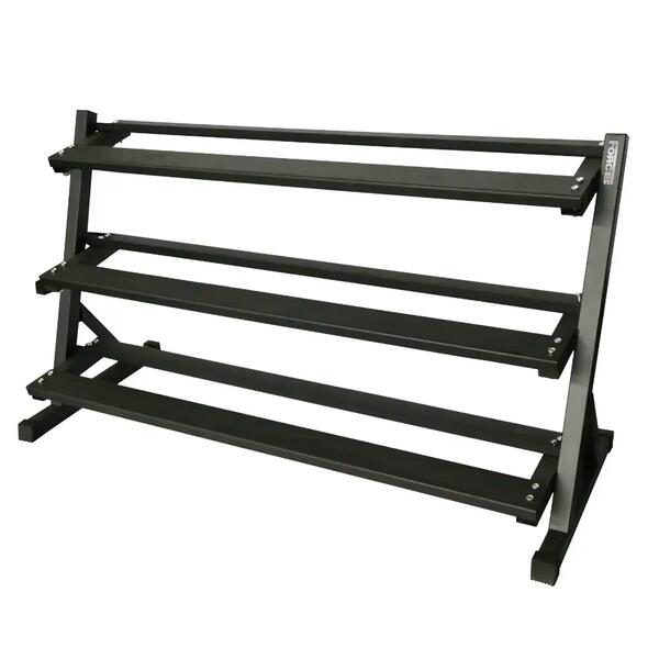 Black three-tier dumbbell storage rack