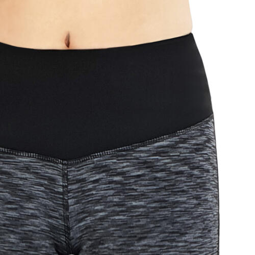 Damen lange Laufhose-Hoher Bund, Atmungsaktiv, mit Handytasche-grey-black Mesh 5/6