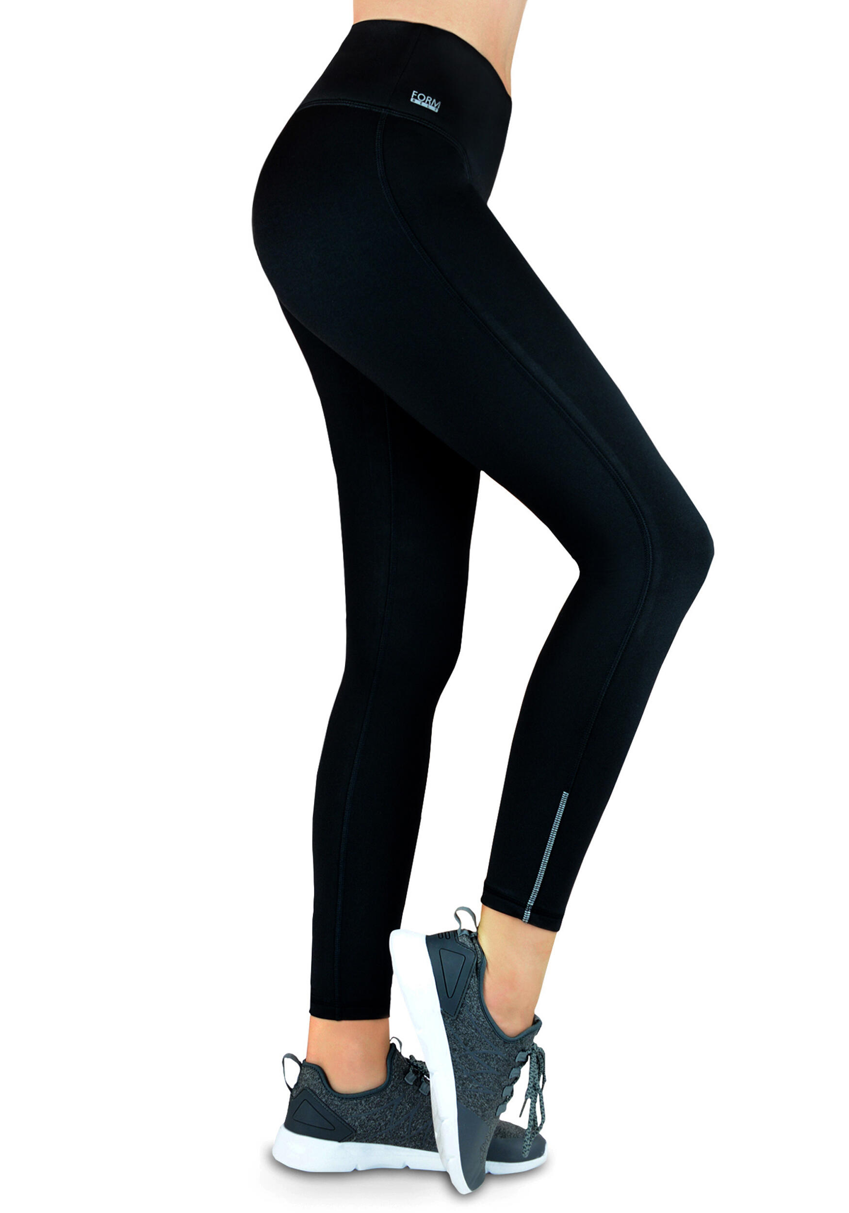 Damen lange Laufhose-Hoher Bund, Atmungsaktiv, mit Handytasche-Thermo-black 2/7