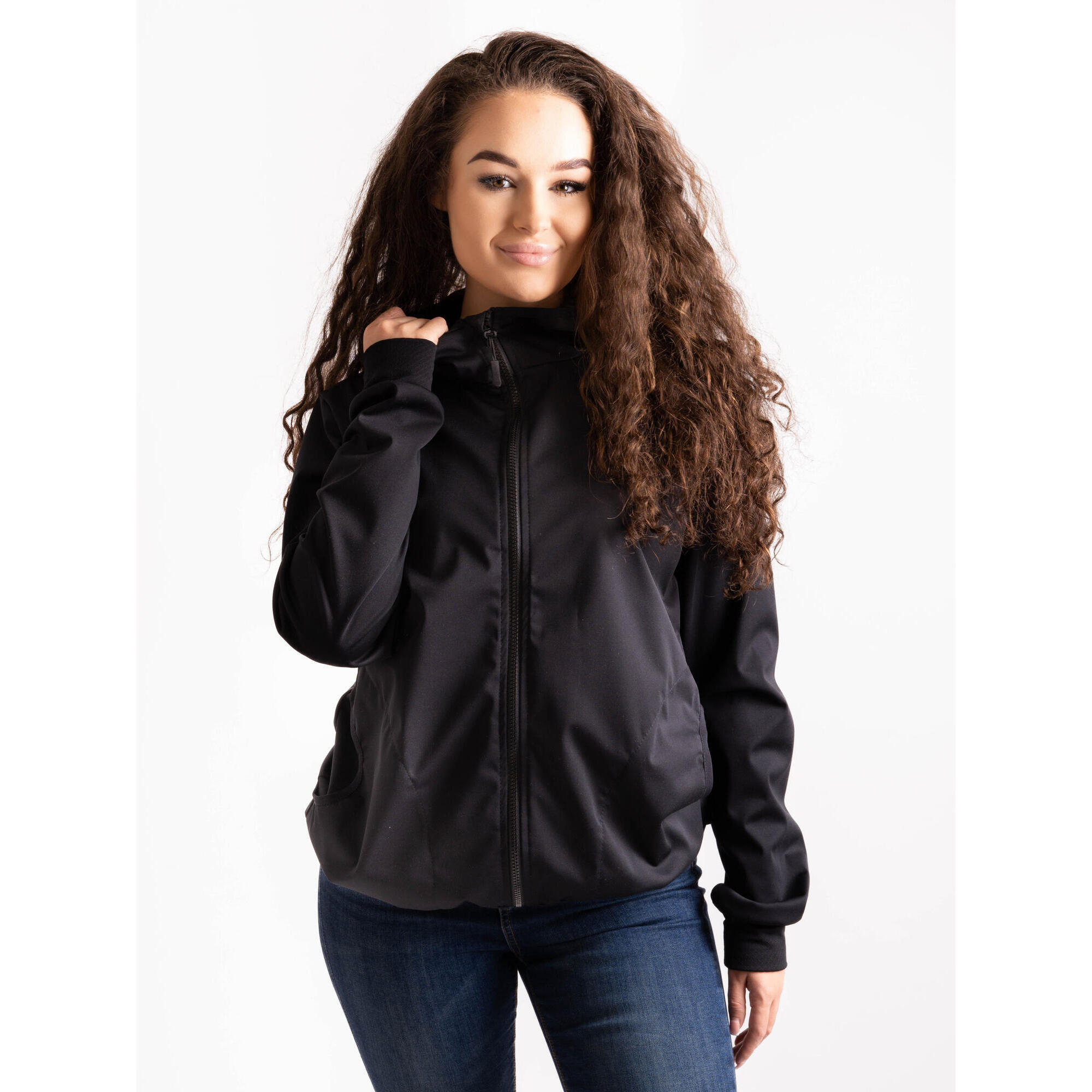 UNUO Dámská softshellová bunda bez zateplení pružná Basic, Černá
