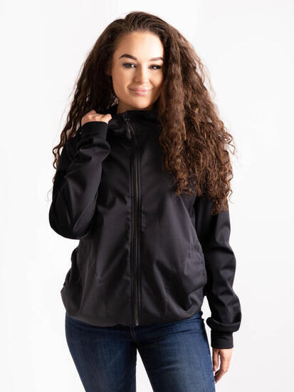 Elastische, ungefütterte Softshell-Jacke für Damen Basic, Schwarz