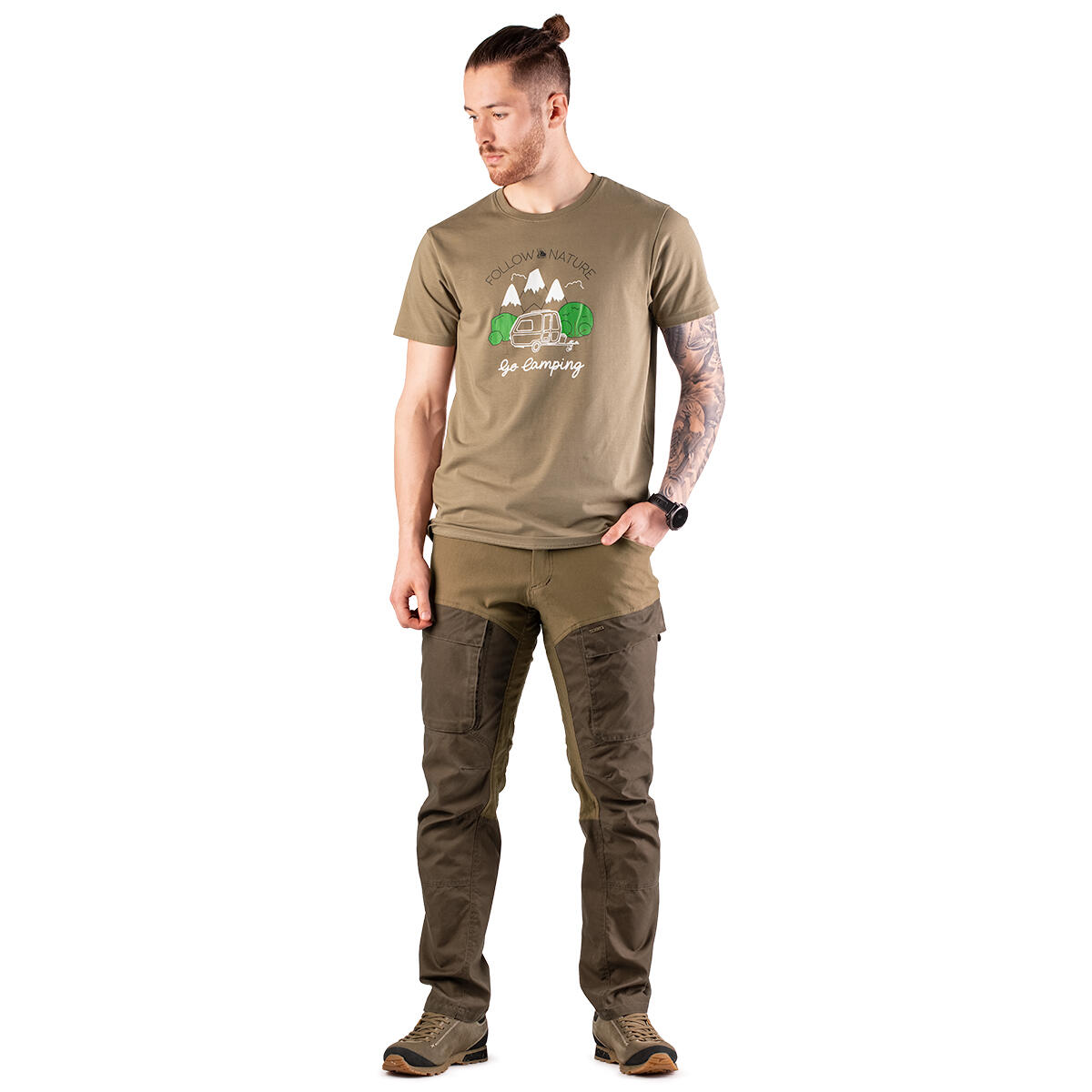 T-shirt de chasse homme Tagart FNT Camp Beige avec imprimé 3/4