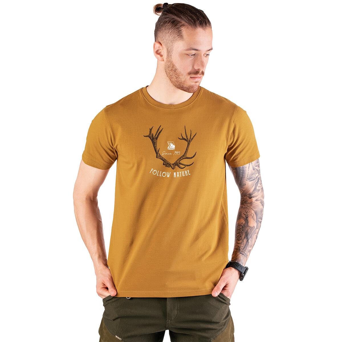 T-shirt de chasse homme Tagart FNT Antler Honey avec imprimé 1/5