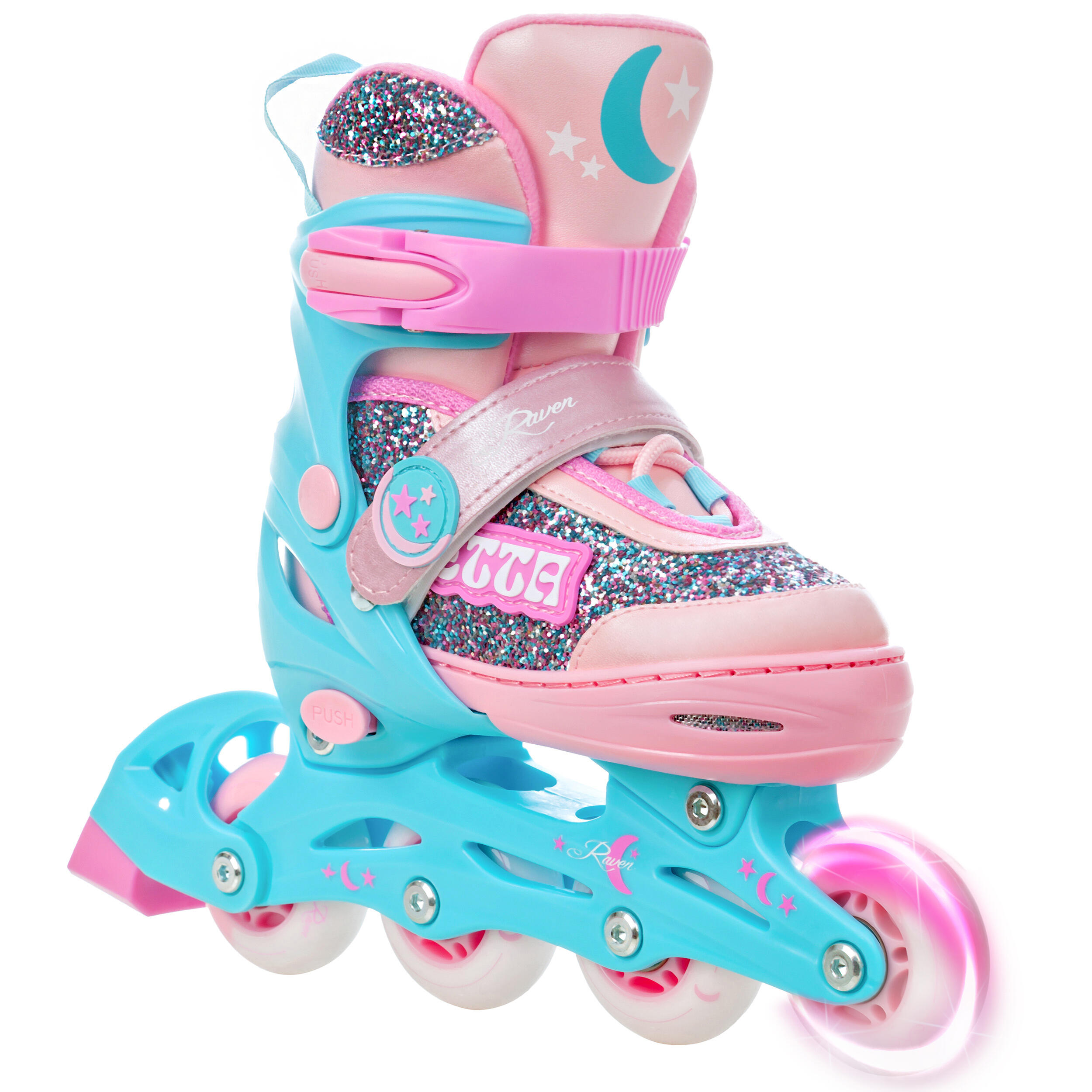 RAVEN Verstelbare rolschaatsen Lichtgevende-wielen Etta Roze/Blauw