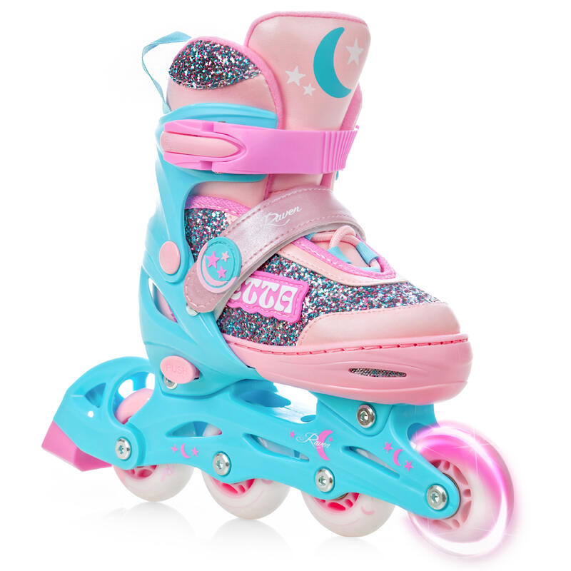 Patines 2en1 Ruedas Ajustables LED Etta Rosa/Azul