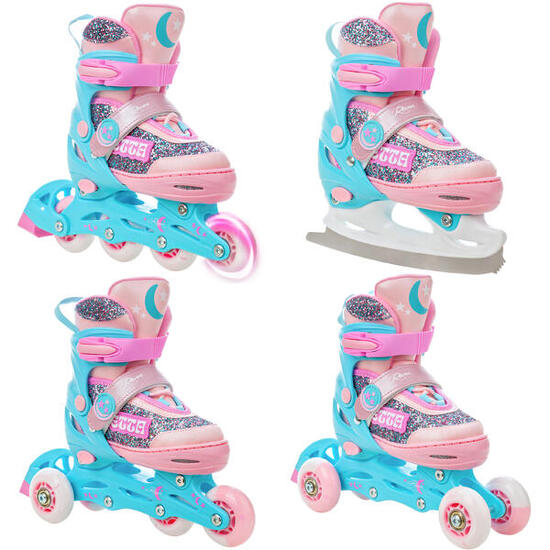 Patines Patines ajustables 4en1 Ruedas Etta Rosa/Azul