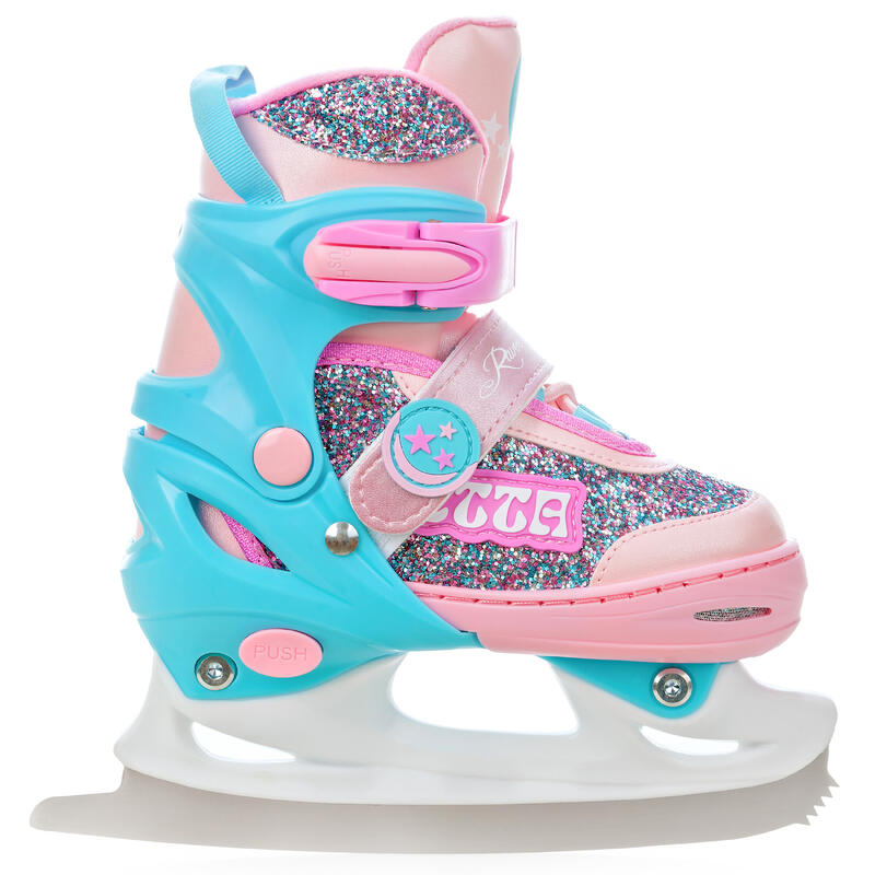 Patins Artistiques 2en1 Roues Ajustables LED Etta Rose/Bleu