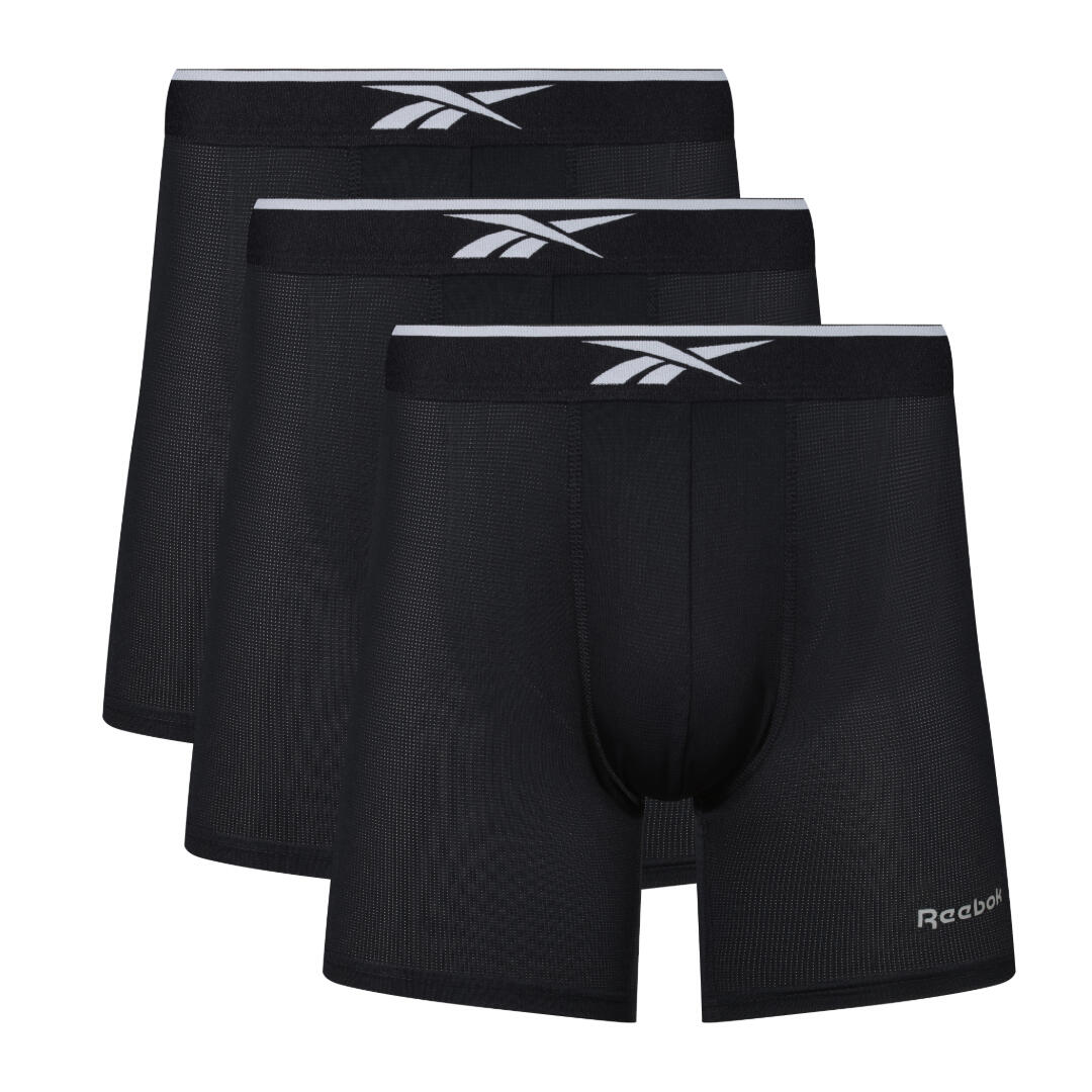 Mens Reebok 3 pack Howe Long Sports Trunks Black 4/4