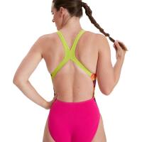 Maiô Speedo Feminino Placement Powerback - Rosa/Lima/Salsa/Preto - Tamanho 28 4/5