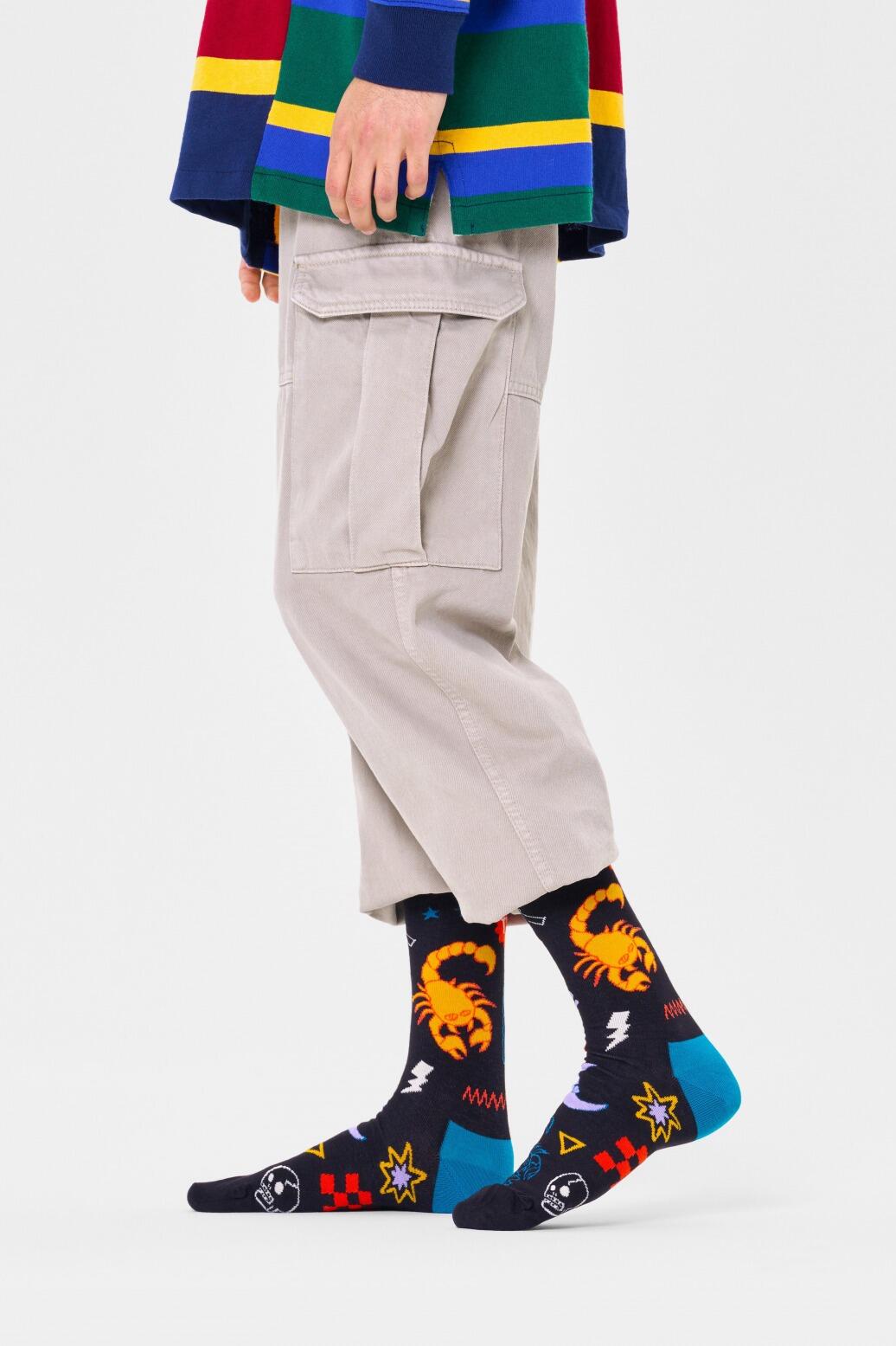 Meias para homem Meias Happy Socks Scorpio Sock Azul 5/5