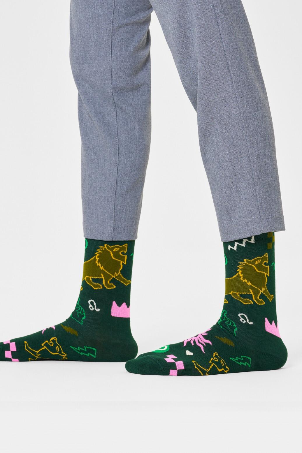 Meias Happy Socks Modelo Leo Sock Cor Verde 5/5