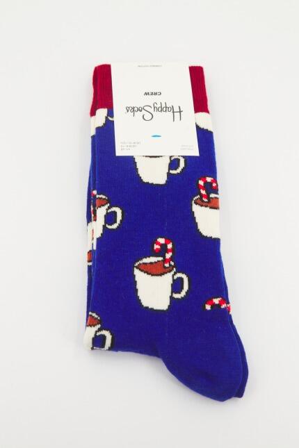 Meias Happy Socks Modelo Candy Cane Cocoa Cor Azul 5/5
