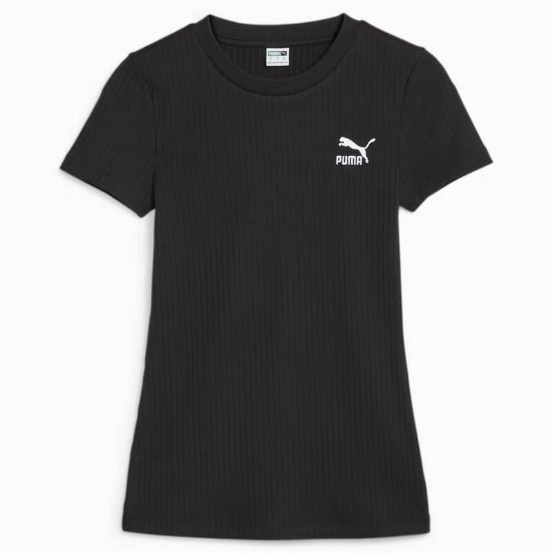 Camisetas Mujer Puma Ribbed Slim Negro