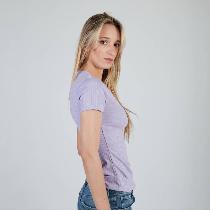 Camisetas Mujer Puma Classics Ribbed V-ne Violeta