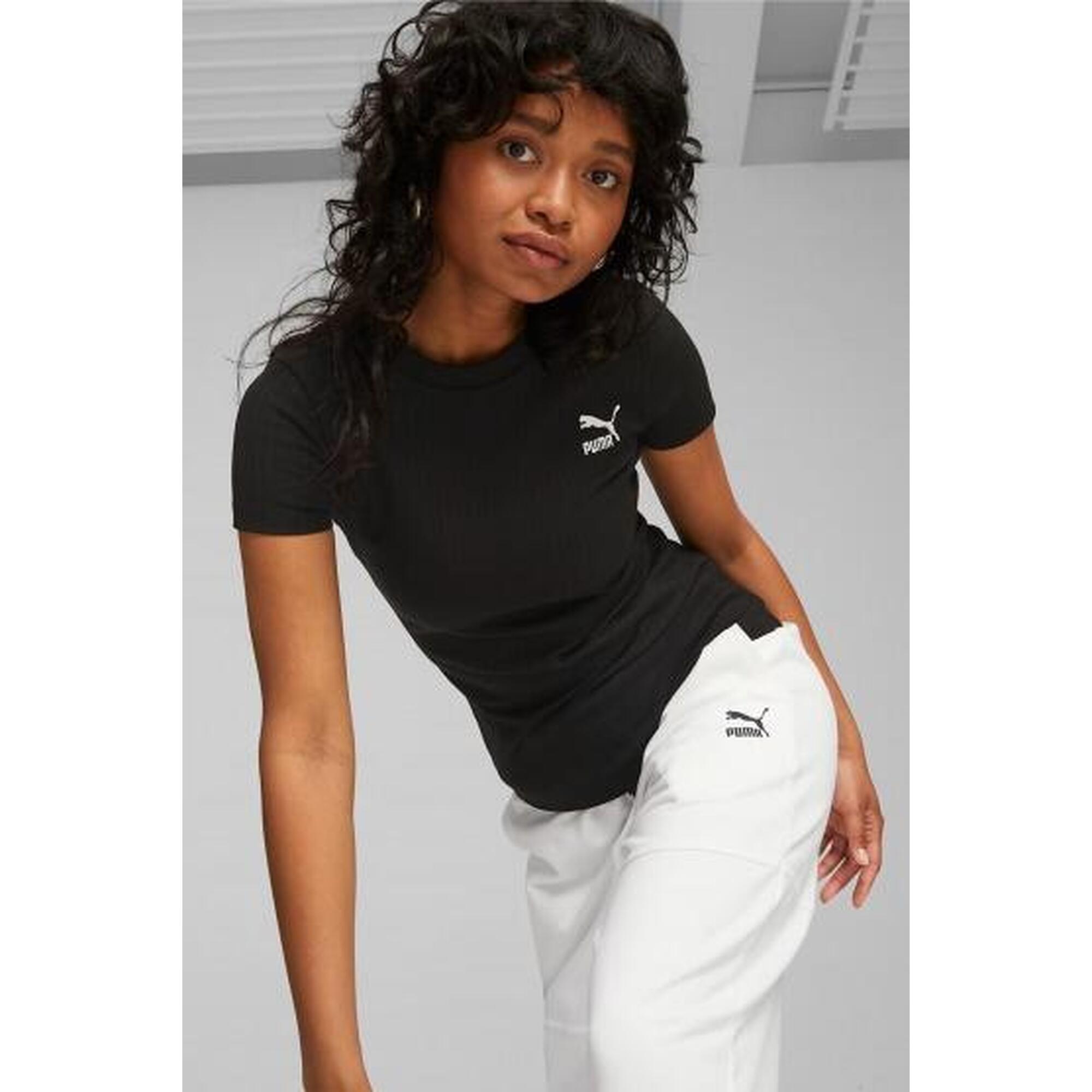 Camisetas Mujer Puma Ribbed Slim Negro