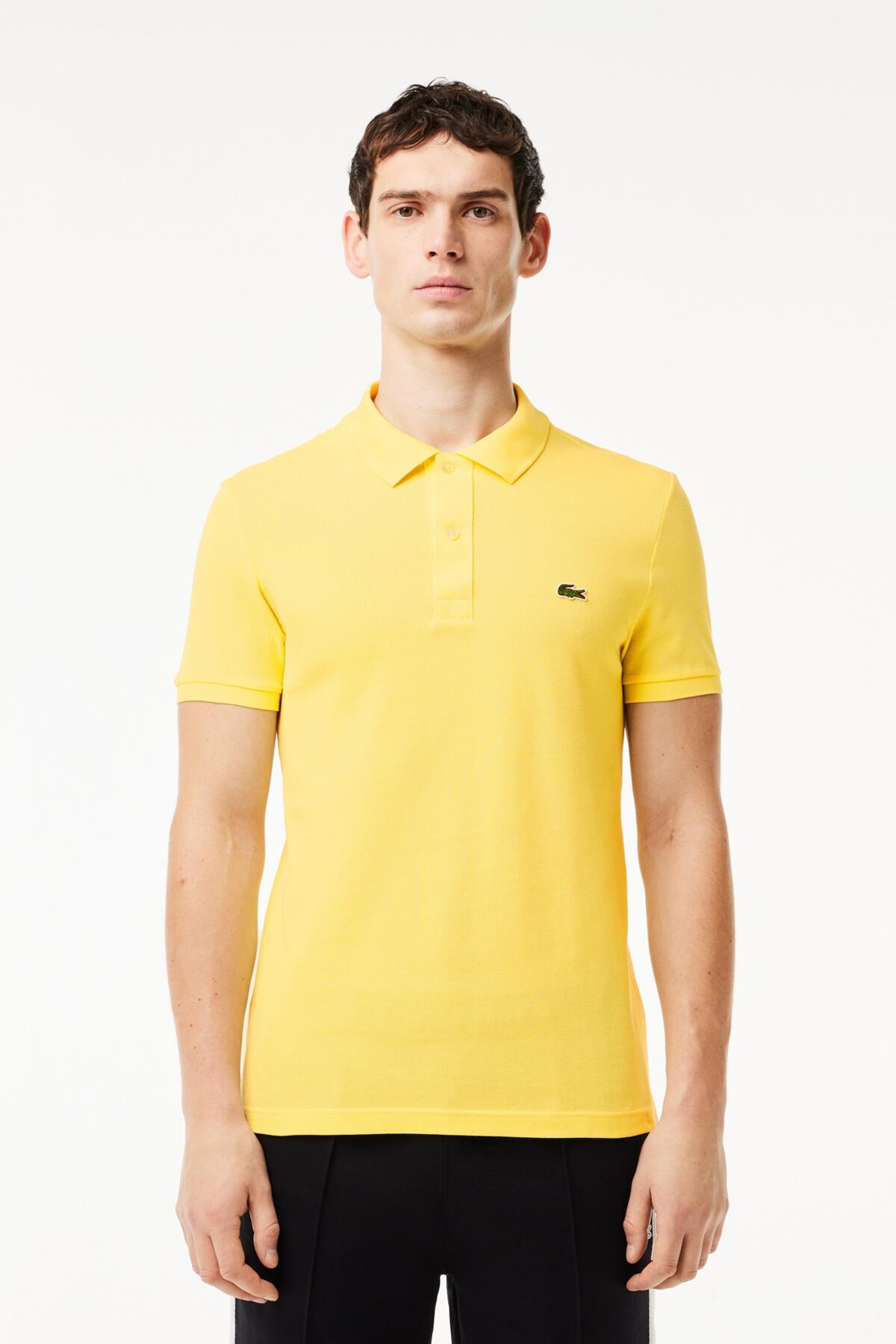 Lacoste Model L1212 Short Sleeved Ribbed Collar S Kleur Geel 5/5