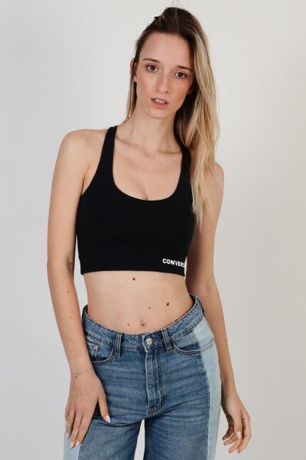 Camisetas Mujer Converse Wordmark Negro 5/5