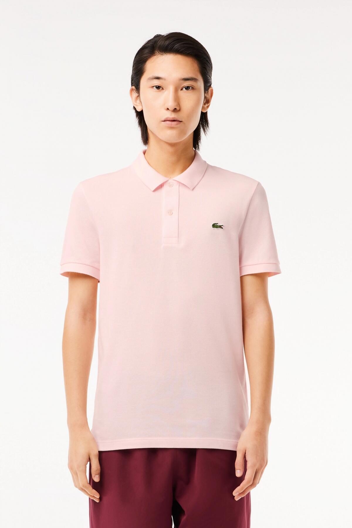 Polos Hombre Lacoste L1212 Short Sleeved Ribbed Collar S Rosa 5/7