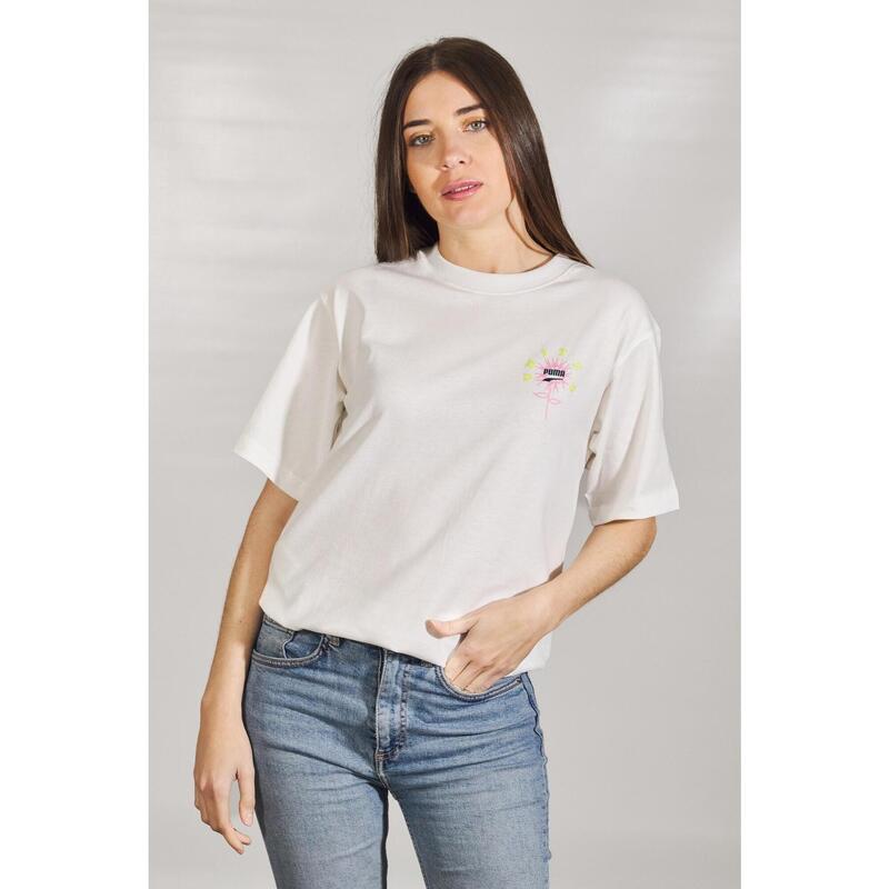 Camisetas Mujer Puma Relaxed Graphic Tee Blanco