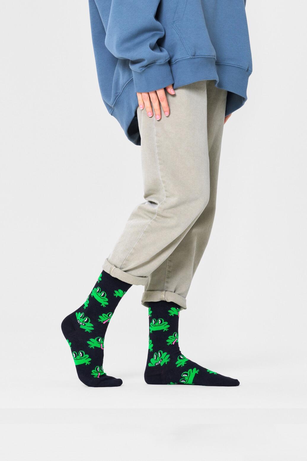 Meias Happy Socks Frog para homem Preto 5/5
