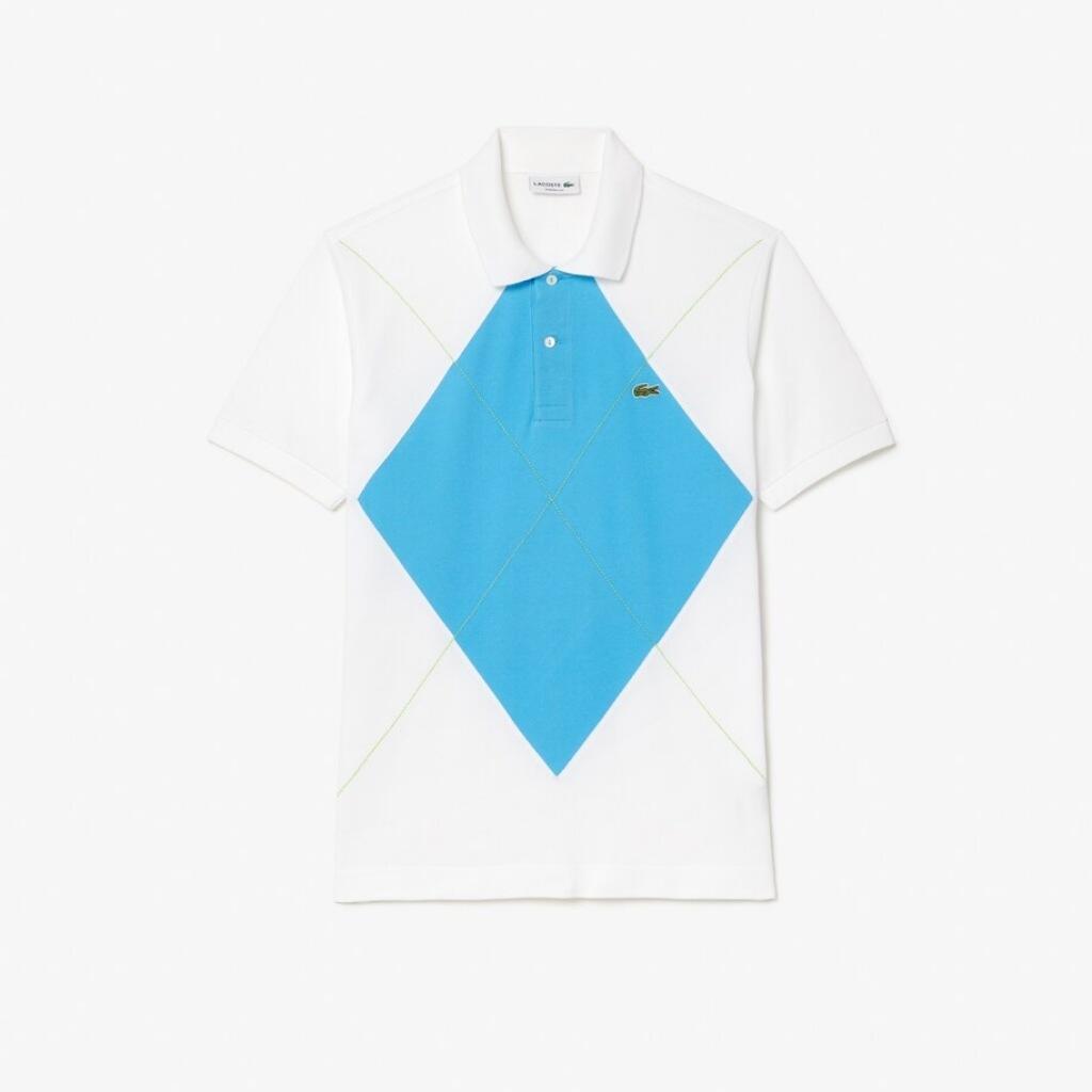 Maglietta Lacoste Modello Sleeved Ribbed Collar Colore Blu 2/5