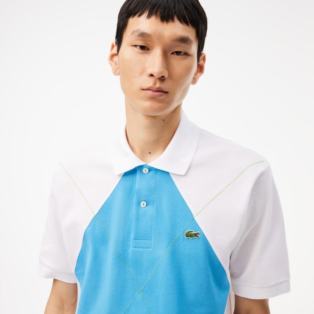 Maglietta Lacoste Modello Sleeved Ribbed Collar Colore Blu 4/5
