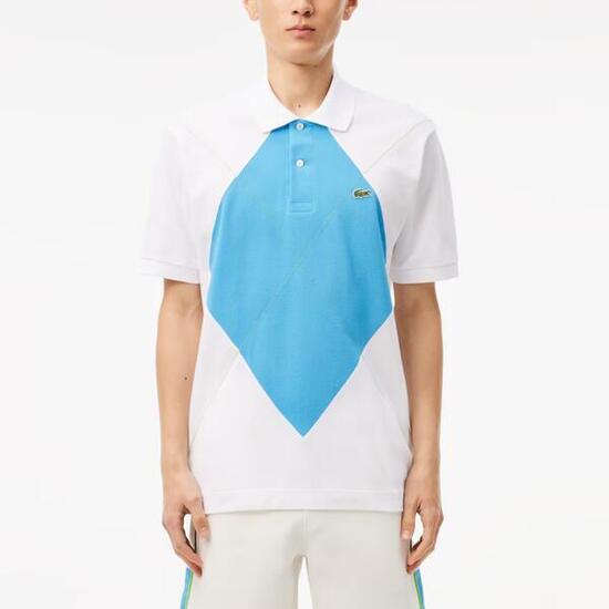 T-shirt Lacoste Modèle Sleeved Ribbed Collar Couleur Bleu