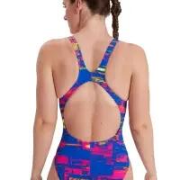 Speedo Dames Allover Recordbreaker Zwempak - Blauw/Roze/Zaal/Geel 4/6