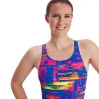 Speedo Dames Allover Recordbreaker Zwempak - Blauw/Roze/Zaal/Geel 5/6