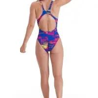 Speedo Dames Allover Recordbreaker Zwempak - Blauw/Roze/Zaal/Geel 2/6