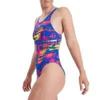 Speedo Dames Allover Recordbreaker Zwempak - Blauw/Roze/Zaal/Geel 3/6