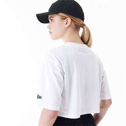 New Era Mlb T-Shirt Le Crop Tee Neyyan Whiblk Vrouwen 5/7