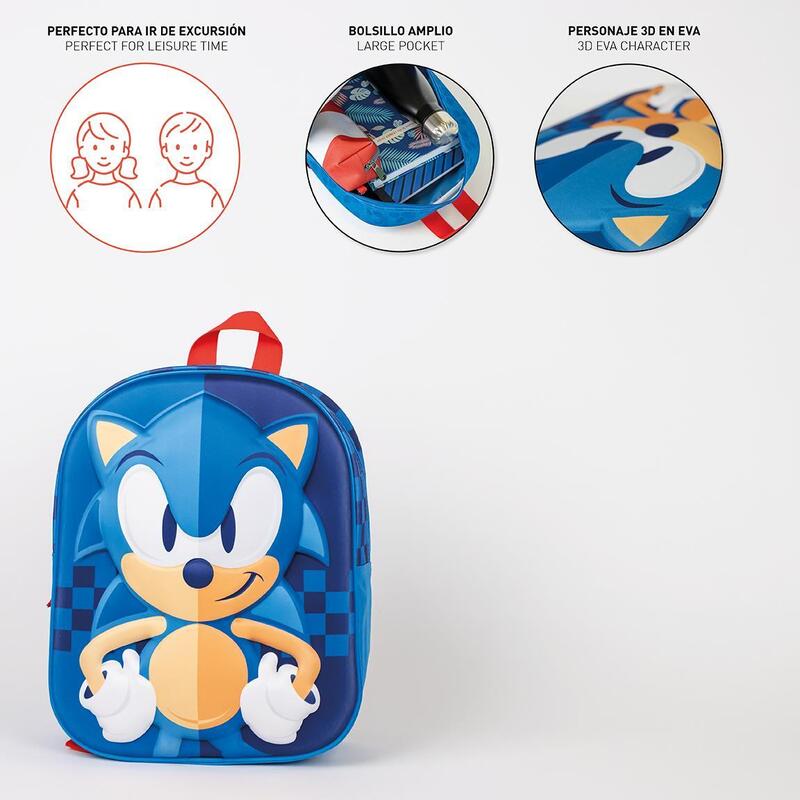 Mochila escolar guarderia Niños Cerdá  SONIC Azul