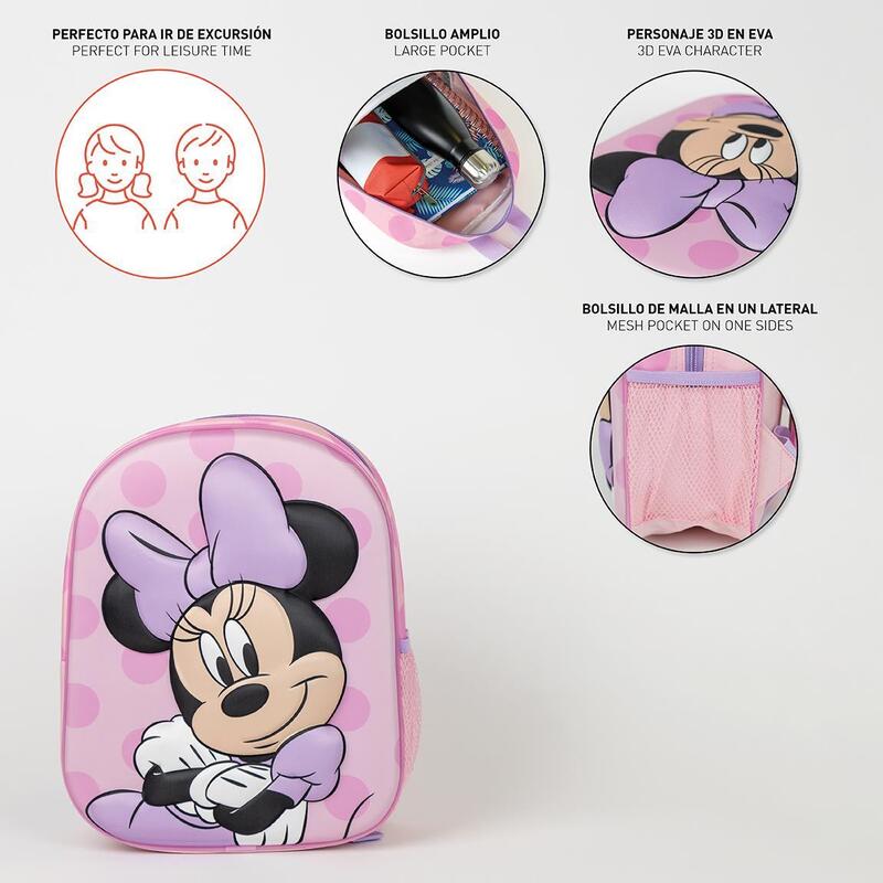 Mochila escolar guarderia Niños Cerdá  MINNIE Rosa