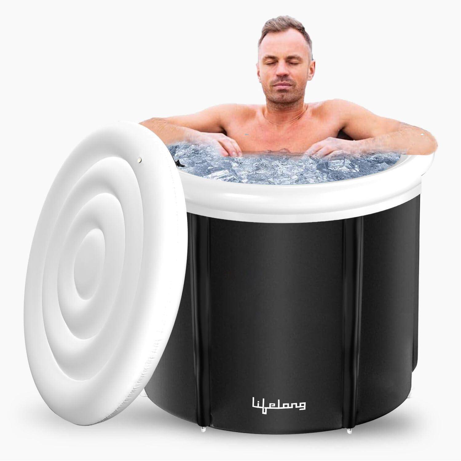 Lifelong Ice Bath Cold Plunge Tub - Ice Recovery Bath Tub - Durable & Multiple Layered, Portable Ice Bath Plunge Tub - Ice Bath Container for Therapy & Training in Homes & Gyms (Black)