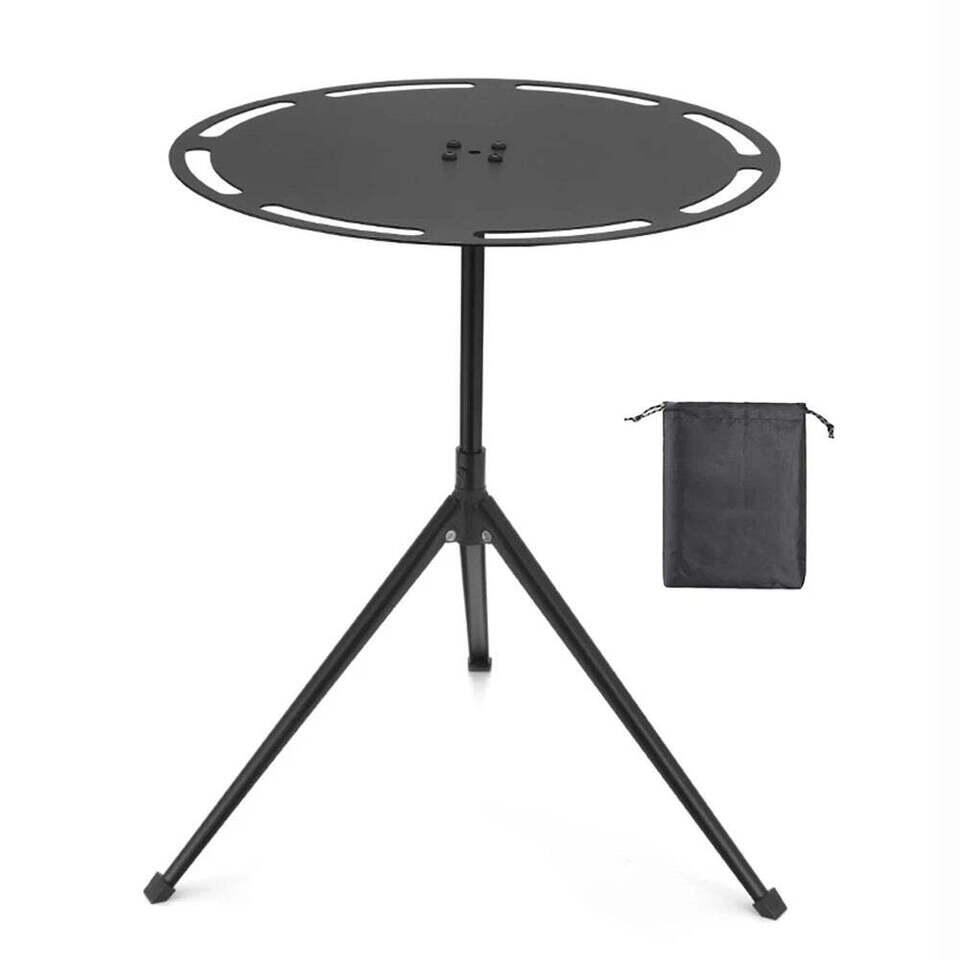 Round Aluminum Alloy Camping Table with Tripod and Storage Bag