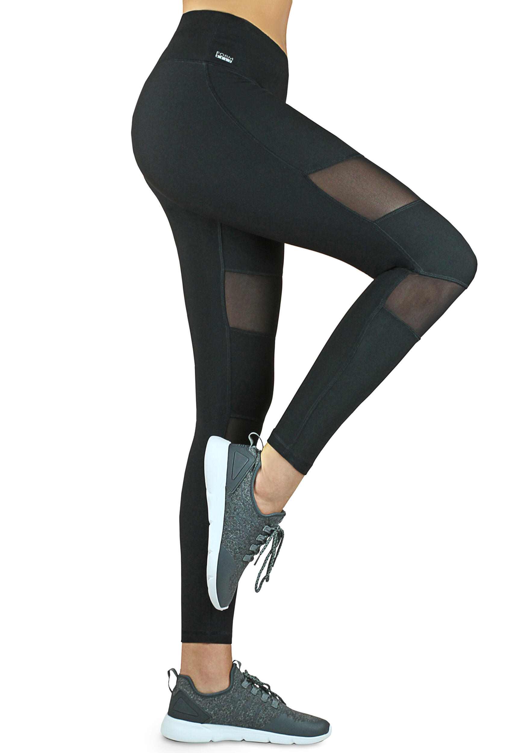 Damen lange Laufhose-Hoher Bund, Atmungsaktiv, mit Handytasche-mesh black 4/7