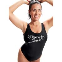 Speedo Logo Deep U-Back Swimsuit - Black / White 3/6