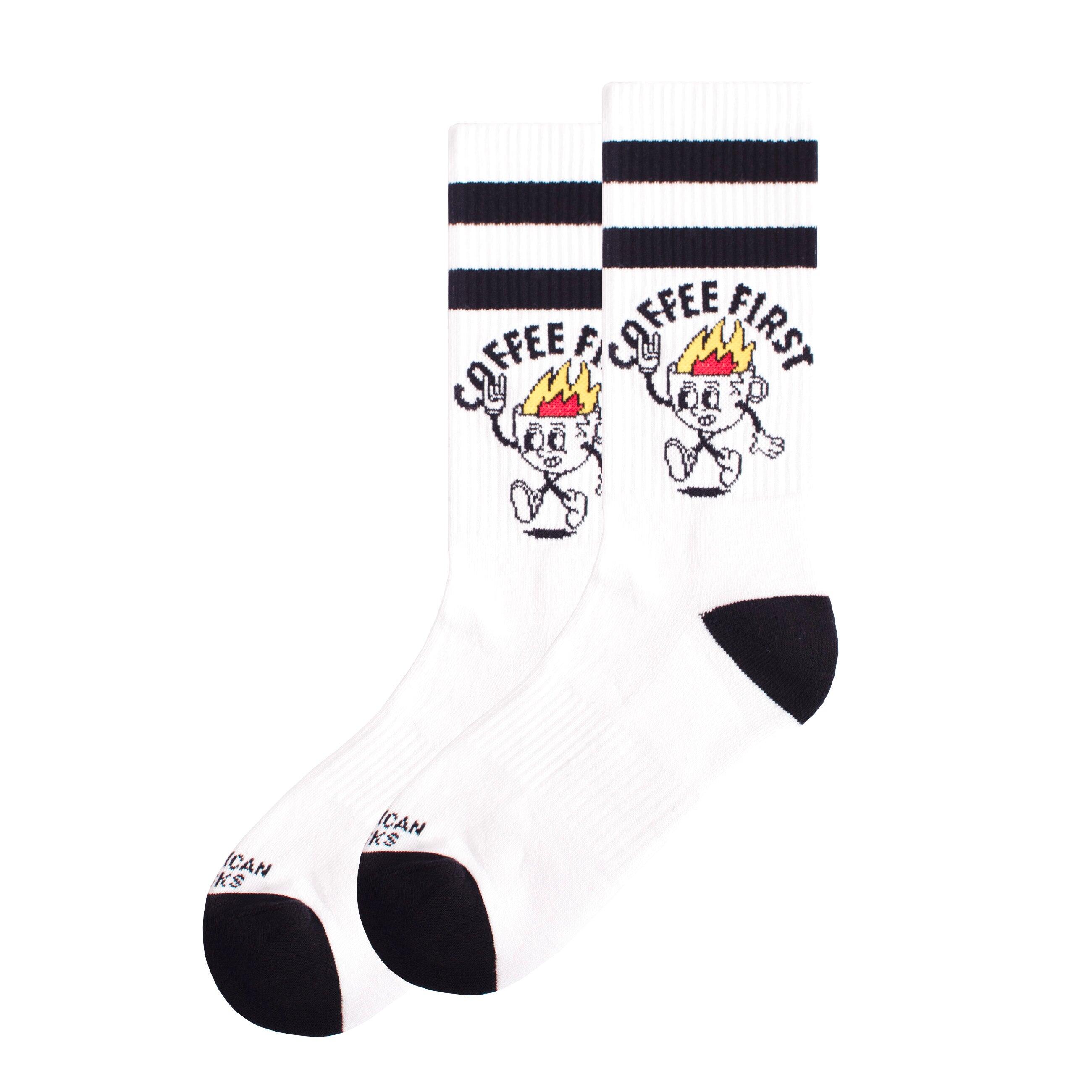 American Socks - Chaussettes Coffee First - Mid High - American Socks - Chaussettes - Blanc - Taille Unique - Decathlon