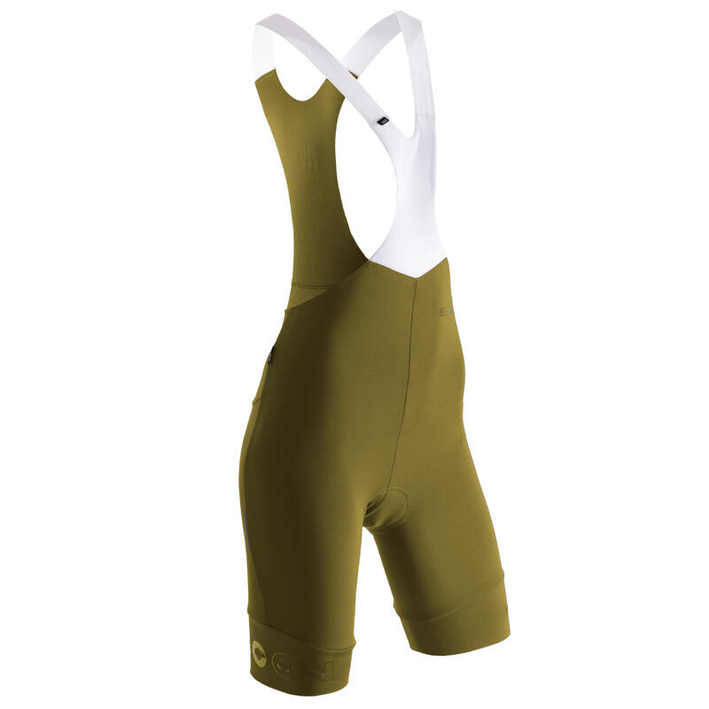 Cuissard à bretelles de cyclisme pour femme ECOON Megève Kaki