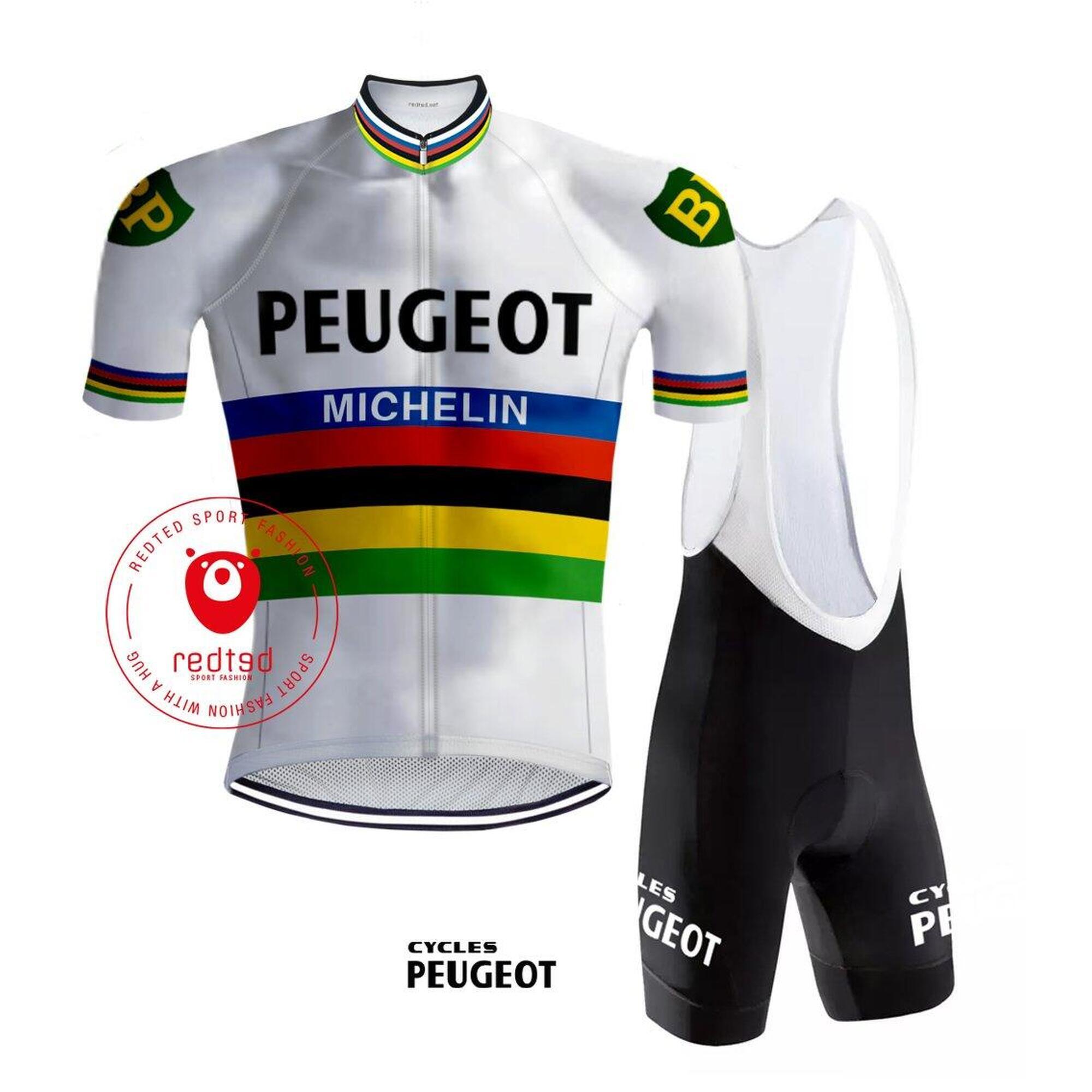 Strój rowerowy Peugeot vintage - REDTED - Tęcza