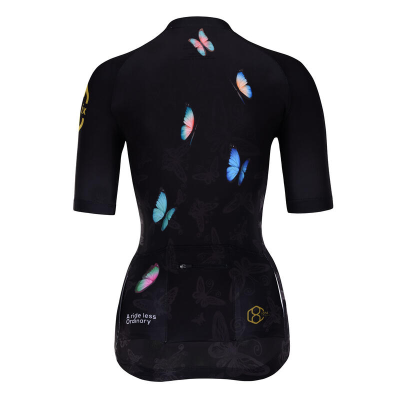 Maillot de cyclisme, manches courtes pour femmes noir 8andCounting