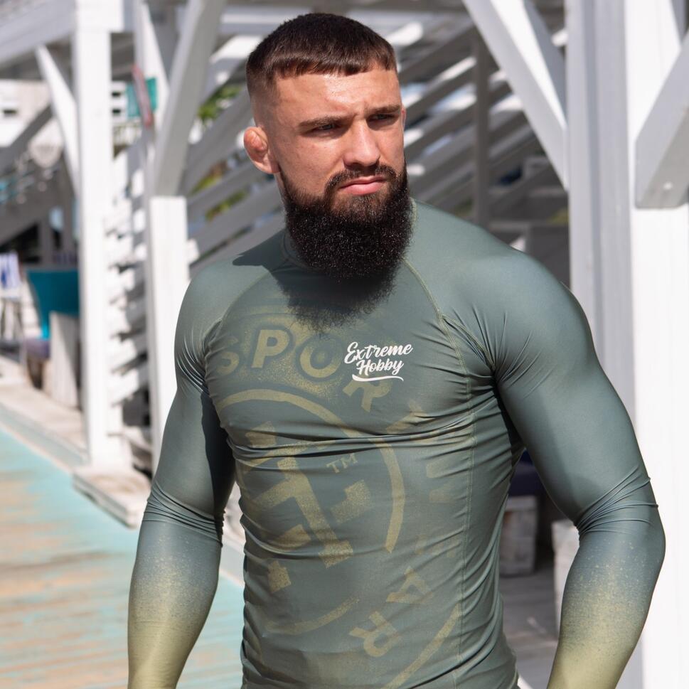 Koszulka sportowa męska Rashguard do MMA EXTREME HOBBY BADGE