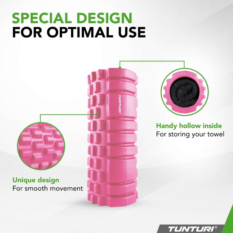 Yoga Grid Foam Roller - 33 cm lang - Roze- Incl. gratis fitness app